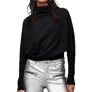 All Saints Black Cowl Neck Sweater
